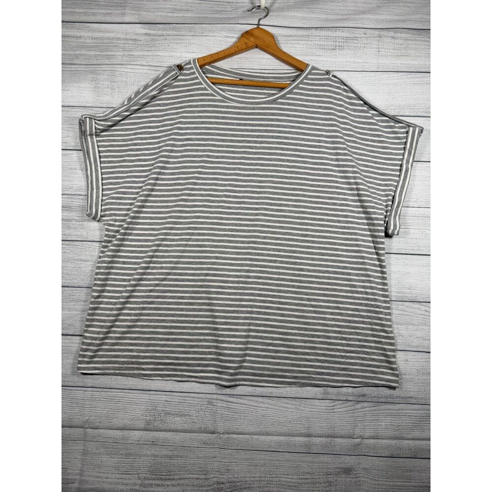 BloomChic Womens 4X Size 26 Gray White Striped Dolman Sleeve Top 4228